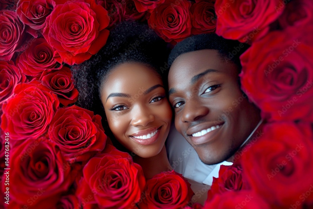 Commercial digital ads creative. Sign of love and affection. Valentine's day, soulmatescouple: stunning bold image of loving black adult lovers. Stylish romance. Couple art. Deep love.