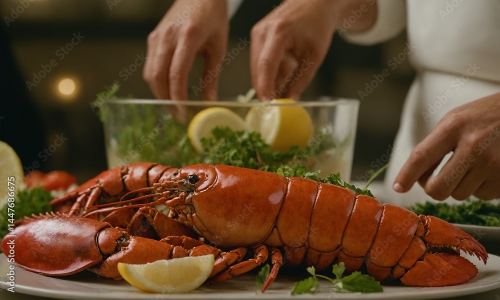 바닷가재 씨푸드 멋진 플레이팅