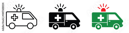 ambulance sign icon. emergency vehicle sign. ambulance car. ambulance truck. healthcare transportation symbol. rescue ambulance. medical car. vector illustration on transparent background