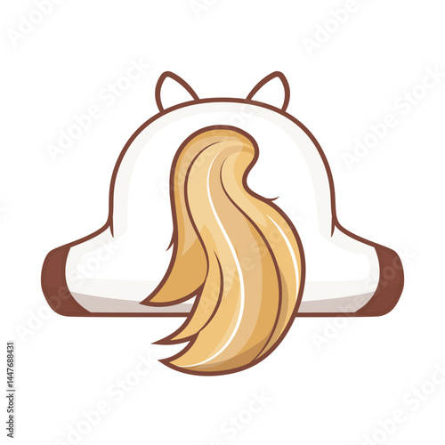 Cute cartoon white pony butt with tail. Vector illustration of an animal on white background.