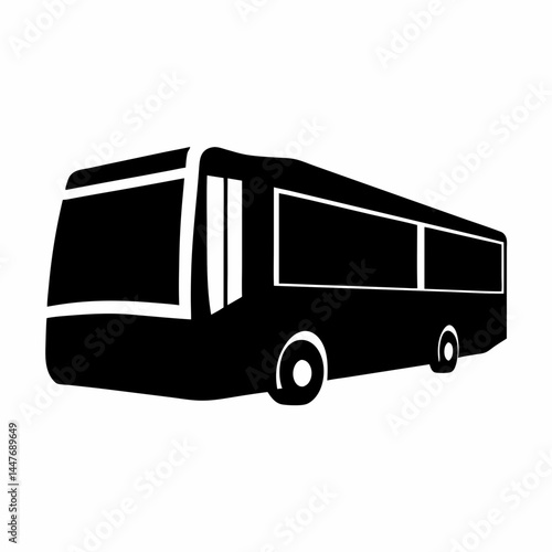 Black and White Bus Silhouette  Minimalist Urban Transit Vector Icon
