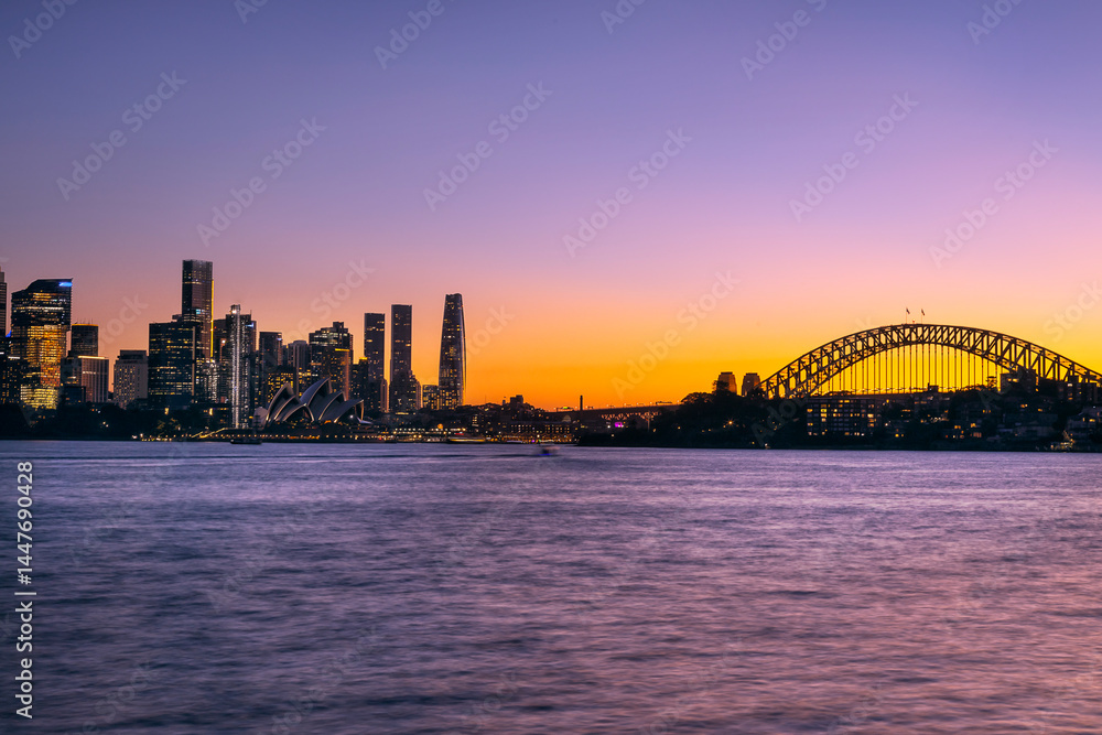 Fototapeta premium Sydney Cremorne Pt Warm Sun CBD SEt