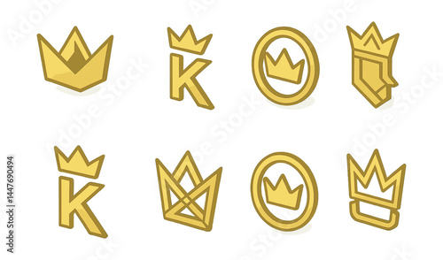 Modern royal logo icons set – crown, monarch, emblem, elite, badge