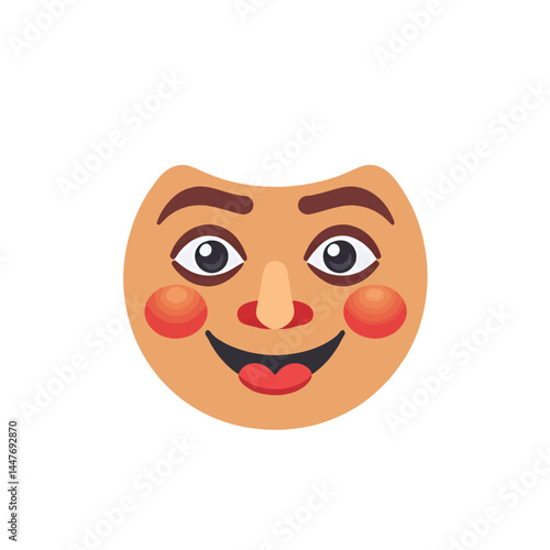 Smiling Face Emoji with Rosy Cheeks_Joyful Expression Illustration_Character Design_Cute Cartoon Face_Positive Emotions Icon_Friendly and Cheerful_Vector Art Face_Happy and Playful Visuals