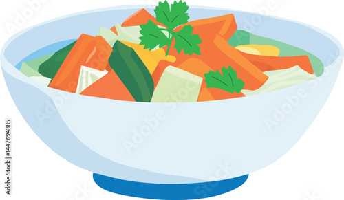Pickled vegetable salad with carrots,cabbage and green mango