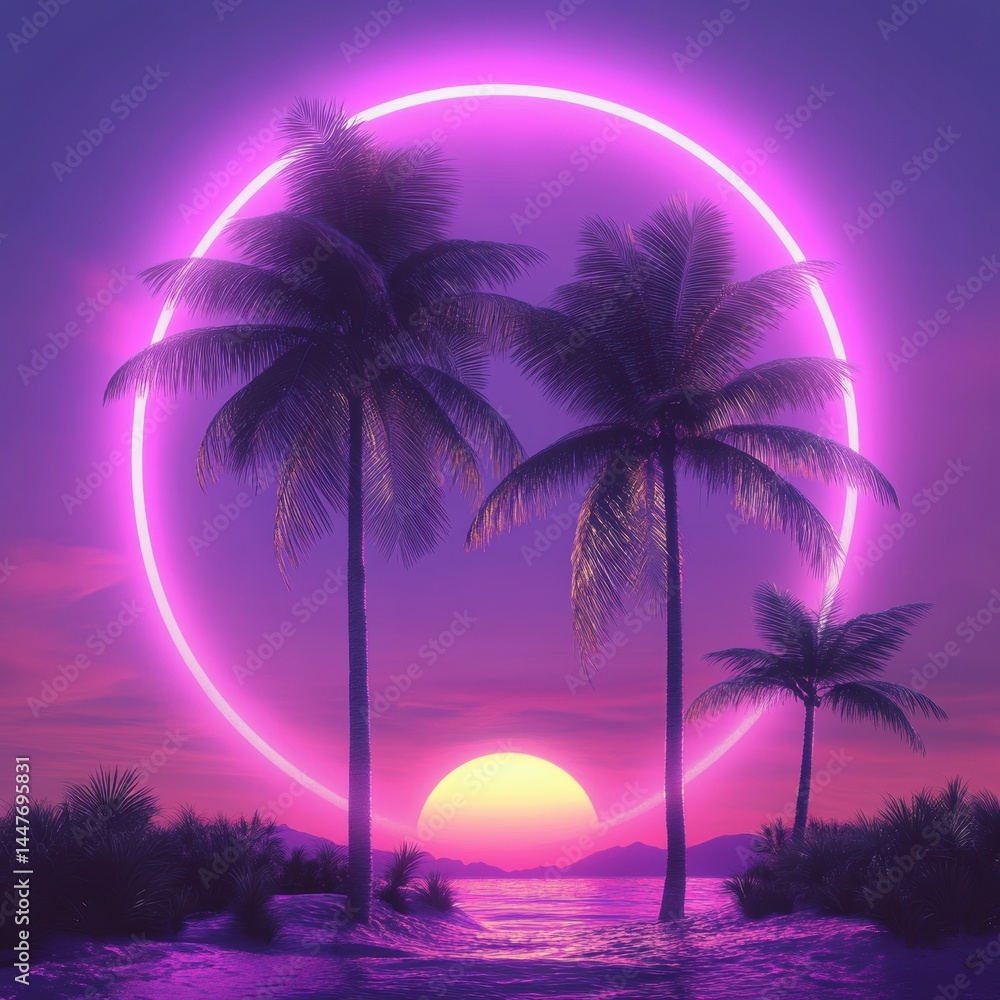 Naklejka premium palm trees on the beach