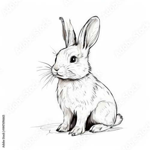 an AI Image Generator, Detailed Black and White Sketch of a Rabbit