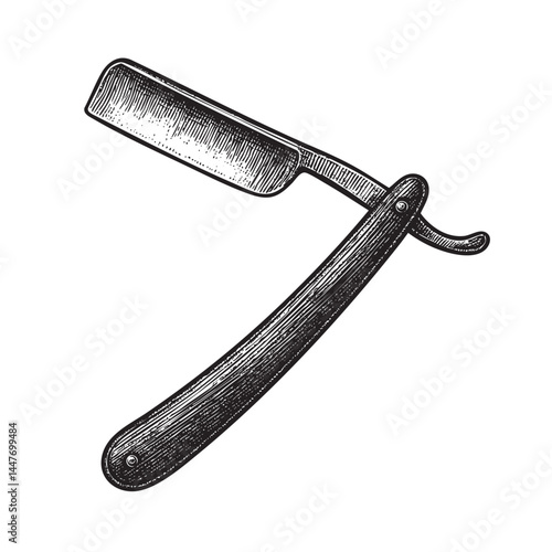 vintage barber’s straight razor vector illustration
