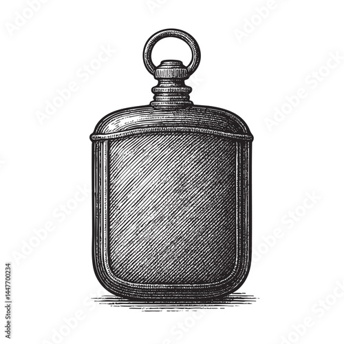 antique pocket flask vector illustration