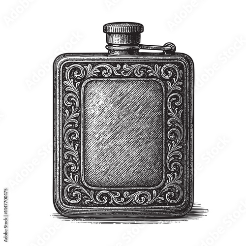 antique pocket flask vector illustration