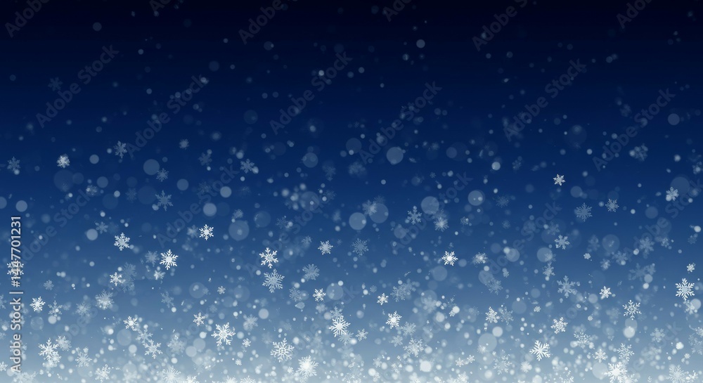 Obraz premium Snowflakes Falling on Blue Background