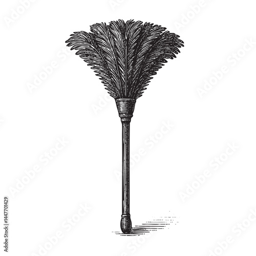 feather duster with long handle vector illustration