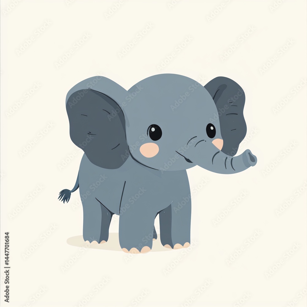 Naklejka premium Adorable Baby Elephant Illustration Cute Cartoon Animal Design Perfect for Children's Products