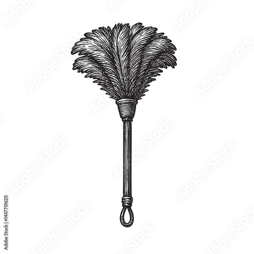feather duster with long handle vector illustration