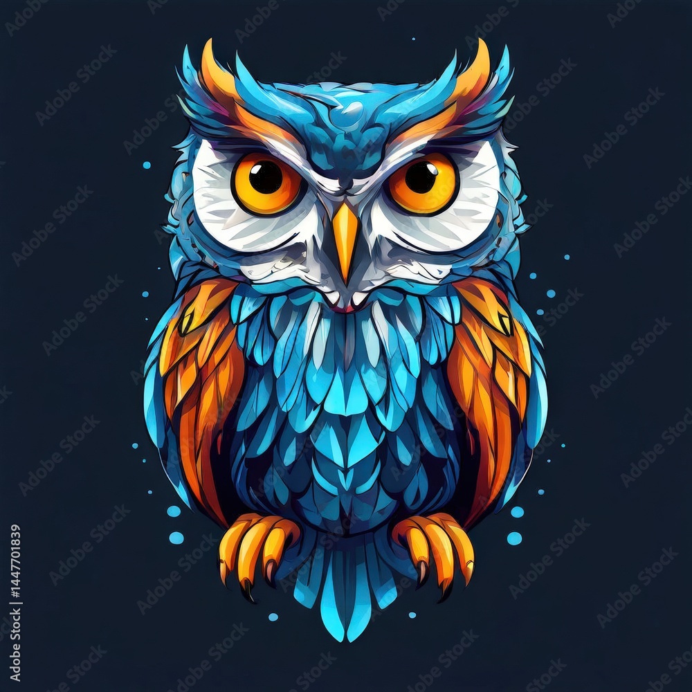 Fototapeta premium an AI Image Generator, Colorful Abstract Owl Illustration with Vivid