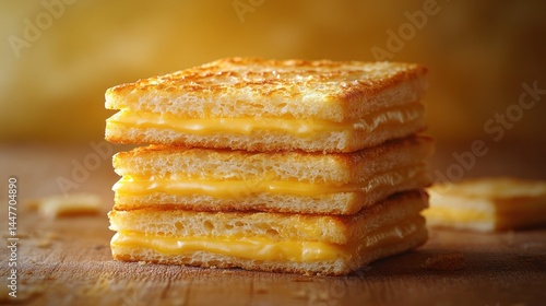 Wallpaper Mural Stack of three grilled cheese sandwiches on a wooden surface golden light. Torontodigital.ca