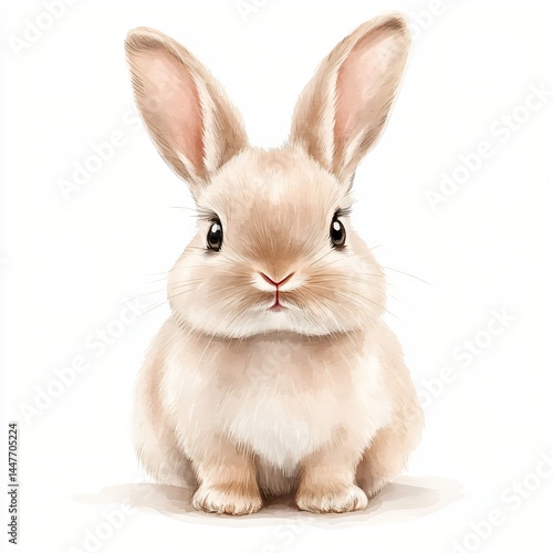 Adorable Baby Bunny Rabbit Watercolor Illustration Perfect for Children's Room Decor or Easter Cards