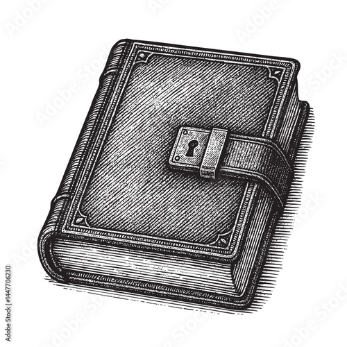 leather-bound book with a lock clasp vector illustration