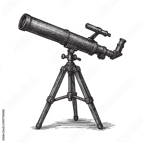 telescope mounted on a tripod vector illustration