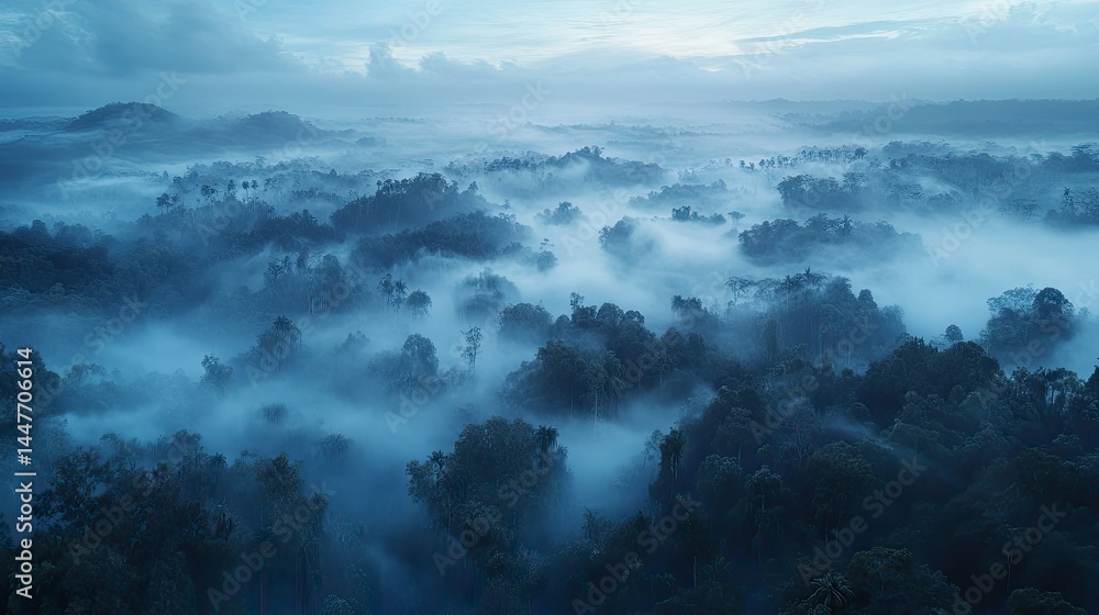 Naklejka premium Foggy Forest Landscape