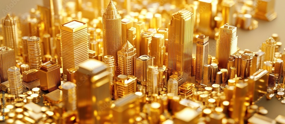 Obraz premium Golden Cityscape: A Luxurious Metropolis of Gold