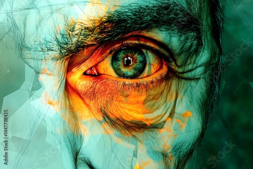 Obraz na płótnie Geriatric illness. Medical issues in old age. Aging mind. Metaphorical glaucoma feelings of a maturation. Glaucoma - difficulty in old age: abstract image of physical state. Health in old a. w salonie