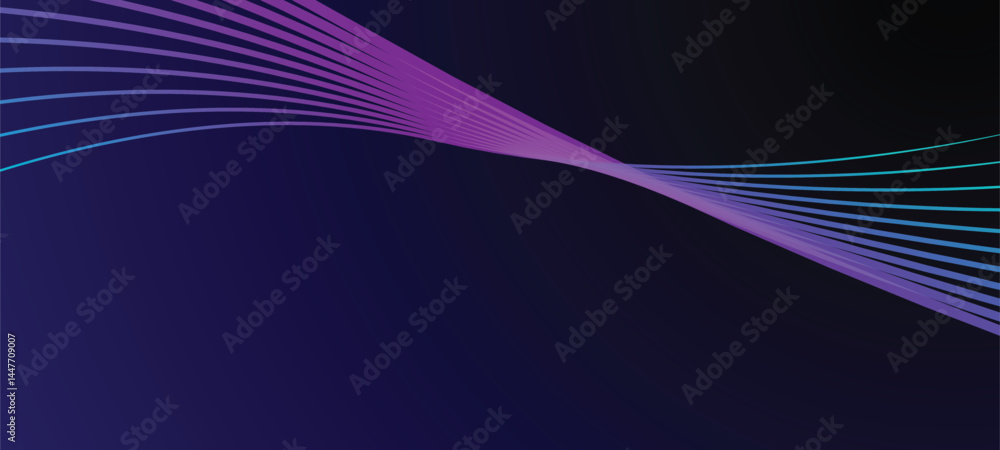 A dynamic abstract background featuring futuristic gradient wave lines in purple and blue tones over a dark backdrop, perfect for tech, digital, or modern design projects.