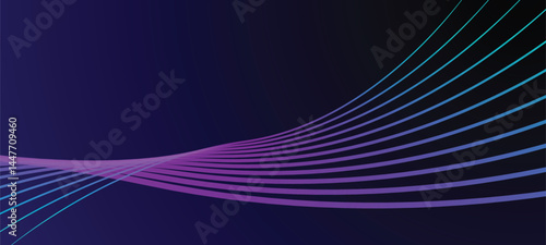 Obraz na płótnie A dynamic abstract background featuring futuristic gradient wave lines in purple and blue tones over a dark backdrop, perfect for tech, digital, or modern design projects. w salonie