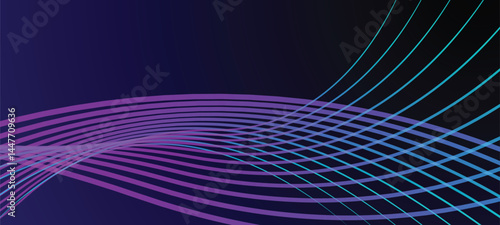 Obraz na płótnie A dynamic abstract background featuring futuristic gradient wave lines in purple and blue tones over a dark backdrop, perfect for tech, digital, or modern design projects. w salonie