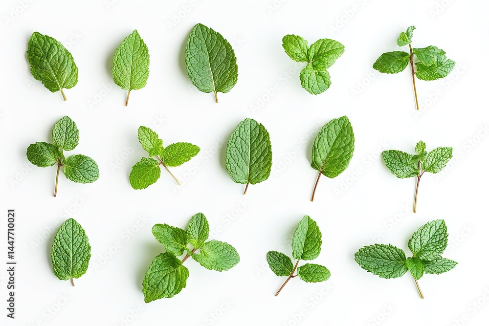 Fresh mint leaves isolated on white background Fresh mint leaves isolated on white background