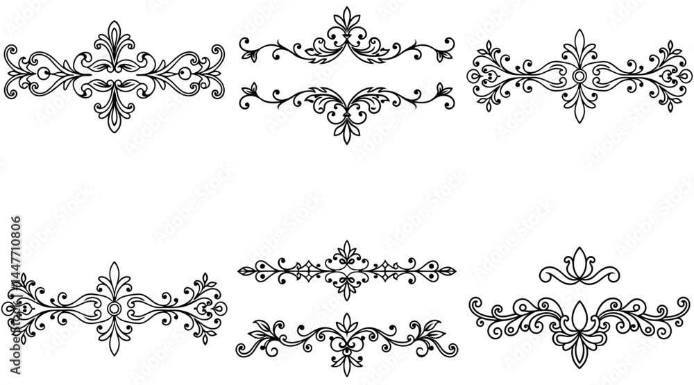 Obraz premium Collection of Beautiful Floral Ornamental Dividers for Graphic Design Elements