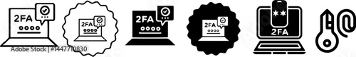Authentication Icons Set – 2FA, MFA, and Secure Access Symbol Collection, vectors set.