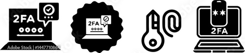 Authentication Icons Set – 2FA, MFA, and Secure Access Symbol Collection, vectors set.