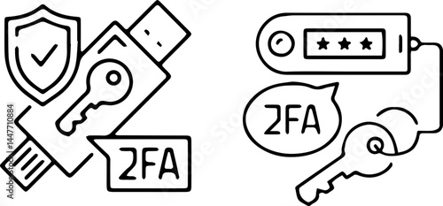 Authentication Icons Set – 2FA, MFA, and Secure Access Symbol Collection, vectors set.
