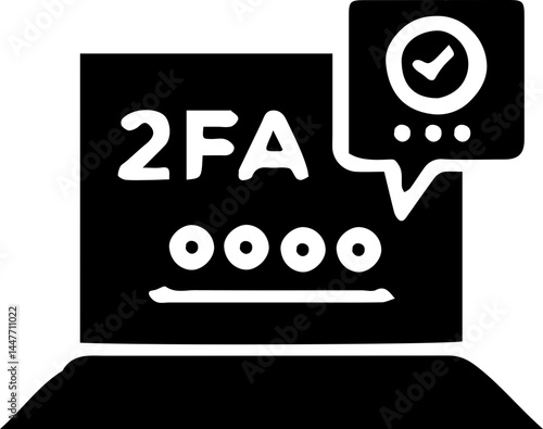 2FA Verified Login Icon (Dark Badge) – Secure Access Symbol in Dark UI Theme, vector