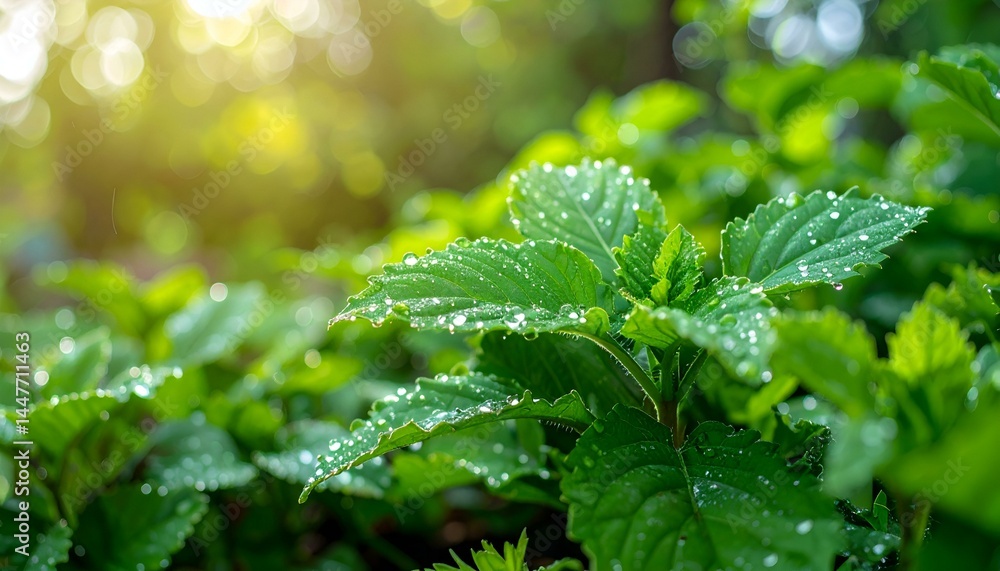 Dew-kissed green leaves basking in sunlight. A vibrant nature scene perfect for backgrounds, websites, and more. Dew-kissed green leaves basking in sunlight. A vibrant nature scene perfect for backgrounds, websites, and more.