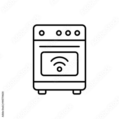 Smart gas stove line icon vector, with editable stroke, perfect for smart kitchen apps, connected appliance dashboards, and home automation interfaces