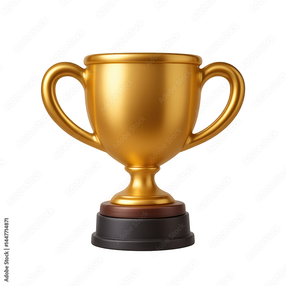 Golden Trophy of Achievement: A gleaming golden trophy rests proudly on a refined wooden base, symbolizing accomplishment and the attainment of high-reaching goals. This classic symbol of success Golden Trophy of Achievement: A gleaming golden trophy rests proudly on a refined wooden base, symbolizing accomplishment and the attainment of high-reaching goals. This classic symbol of success