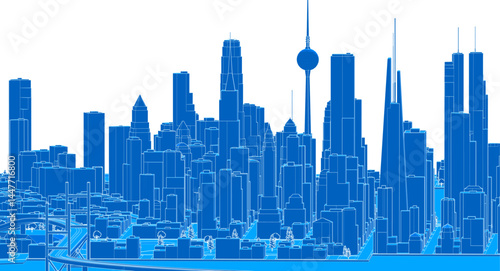modern city metropolis 3d illustration