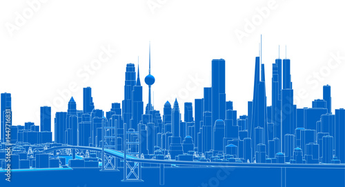 Canvas Print modern city metropolis 3d illustration