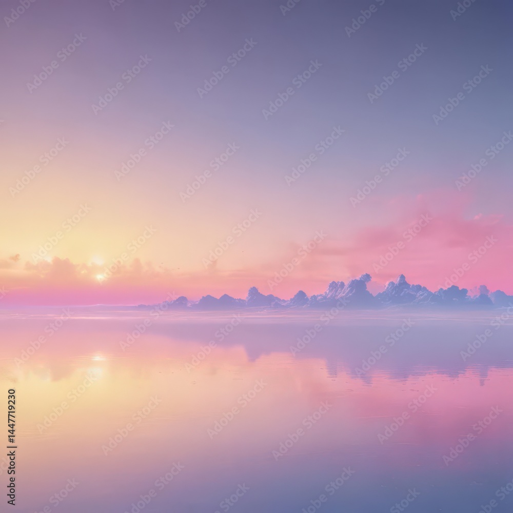 Fototapeta premium Fuzzy pink, blue, and yellow ombre, resembling a sugary sky, abstract, smooth