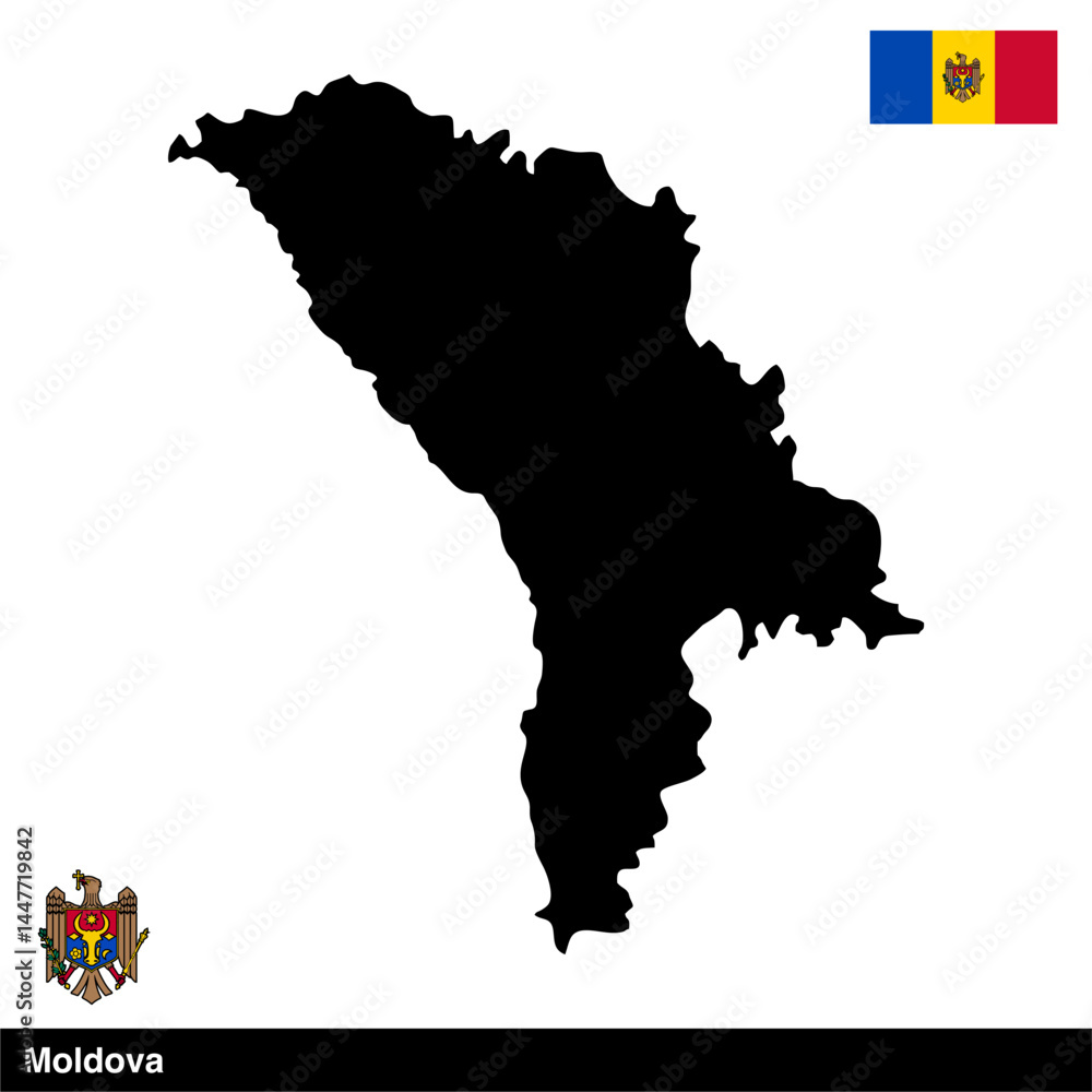 Obraz premium Moldova country map vector isolated on transparent background