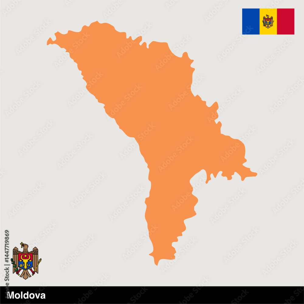 Obraz premium Moldova country map vector isolated on transparent background
