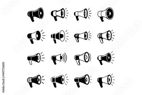 Collection of various megaphone icons