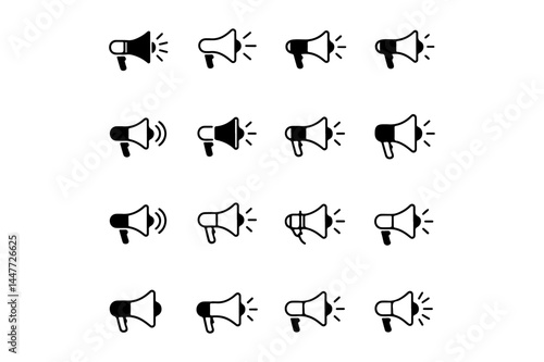 Collection of various megaphone icons