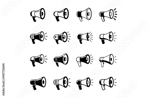 Collection of various megaphone icons