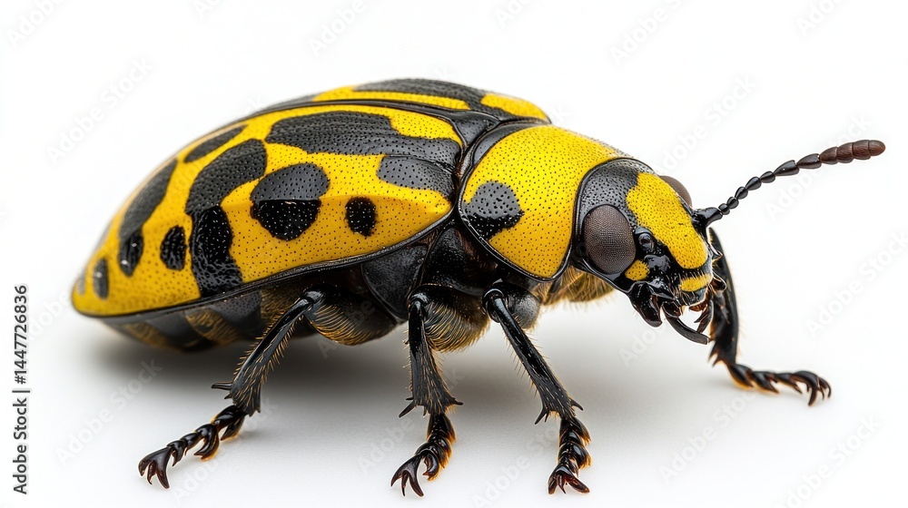 Naklejka premium Stunning Close-Up of a Yellow and Black Beetle