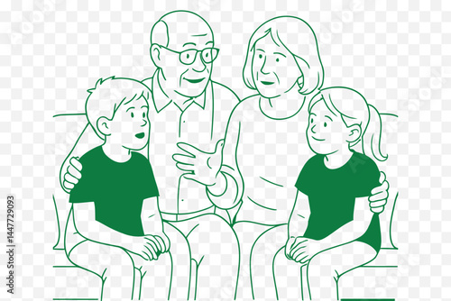 Grandparents Telling Stories Minimalist Family Storytelling Scene