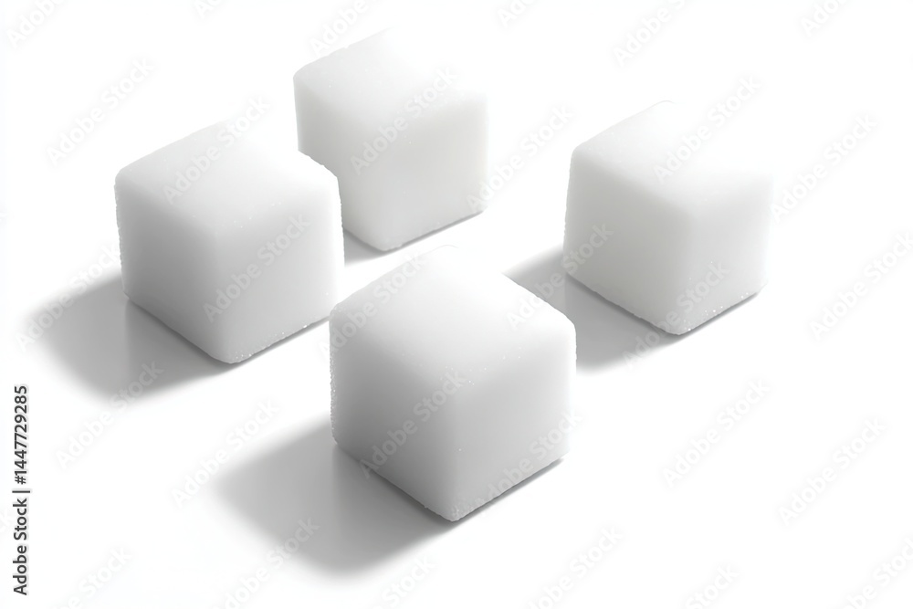 Close-up of three white sugar cubes Close-up of three white sugar cubes