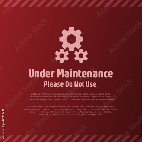 Under Maintenance Poster in Red Background Equipment Sign Do Not Use Warning Vector